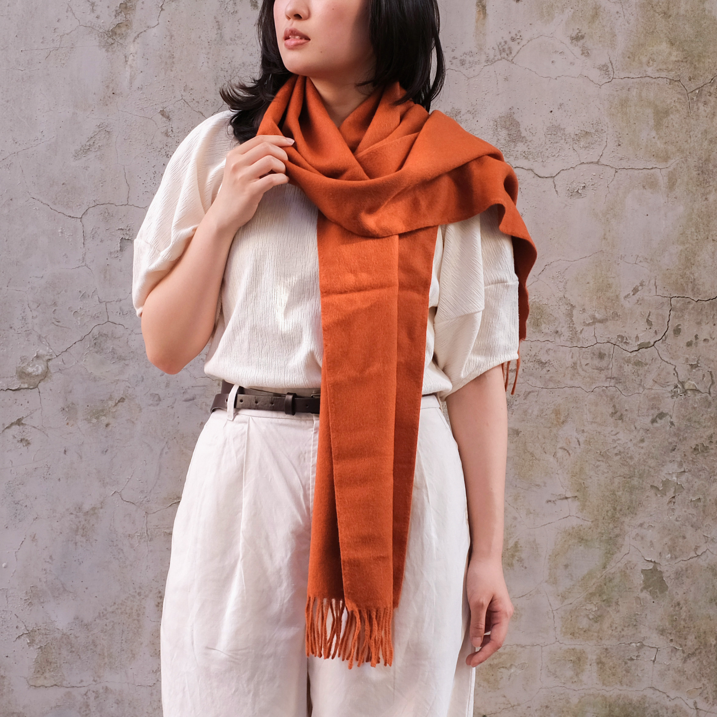 安地斯羊駝圍巾｜進階款 - 餘暉橘｜秘魯