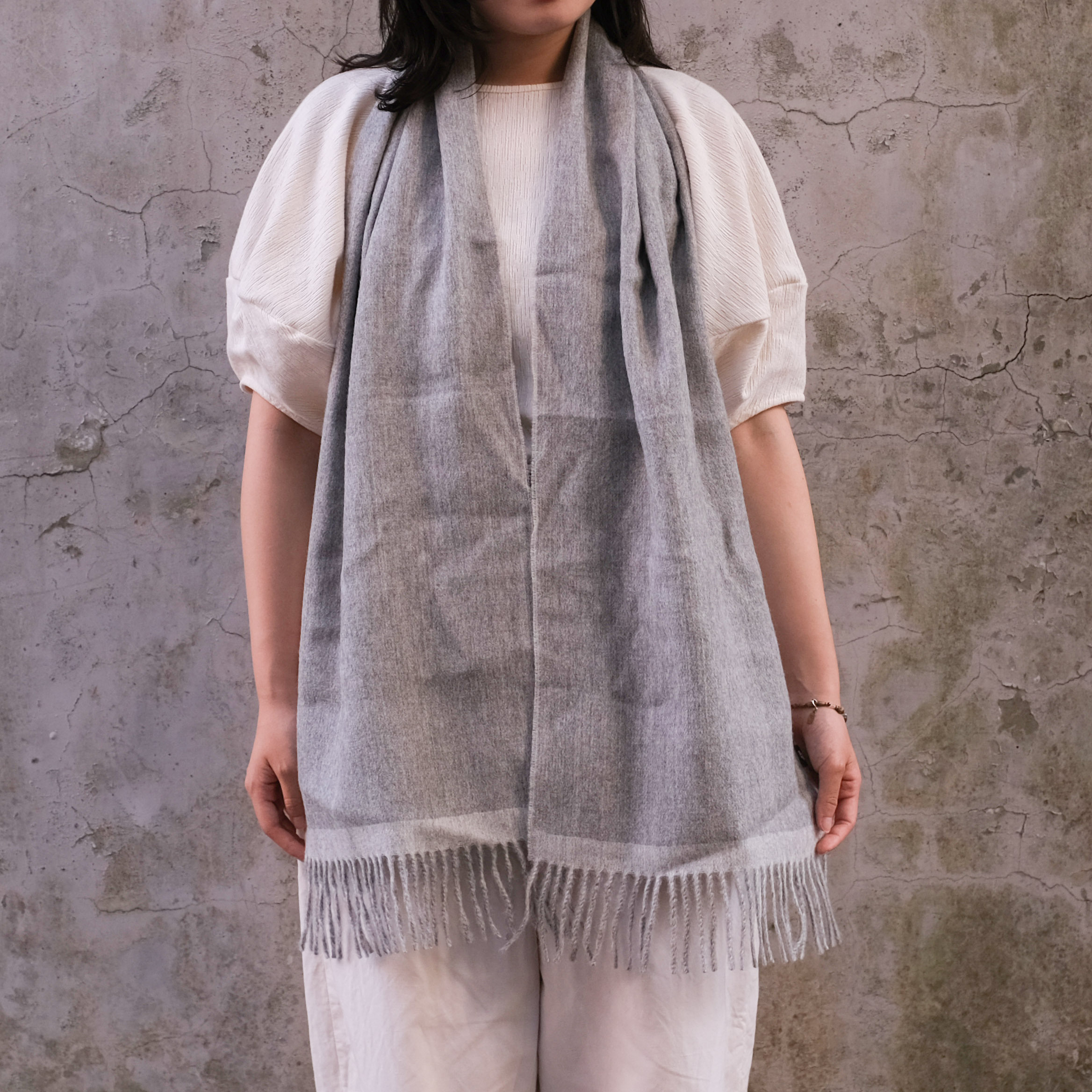 安地斯羊駝圍巾｜雙面款 - 灰色｜秘魯