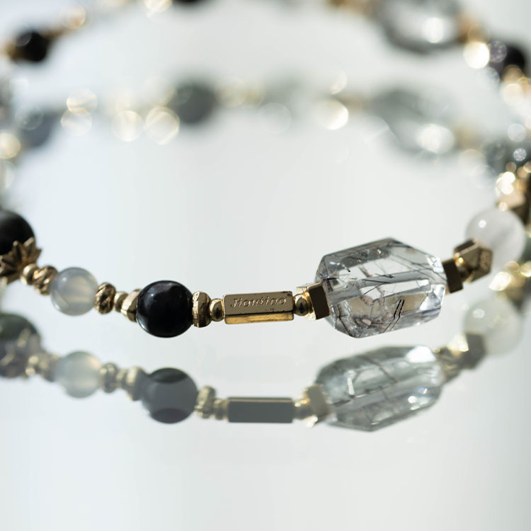 勇敢的人：黑髮晶｜金運石｜鷹眼石｜貓眼白兔毛｜白玉髓