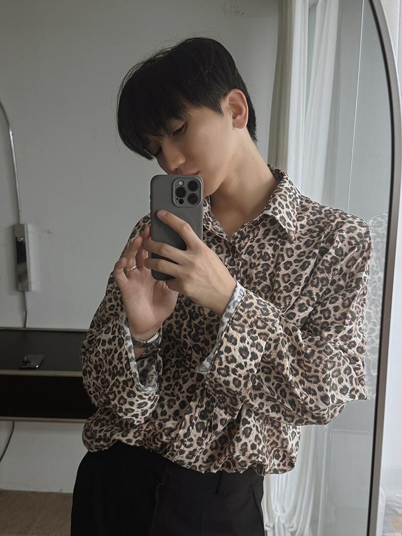 豹紋短款襯衫