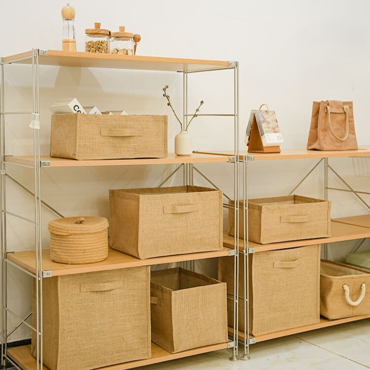 《6305》日系黃麻可折疊防水洗衣籃收納筐