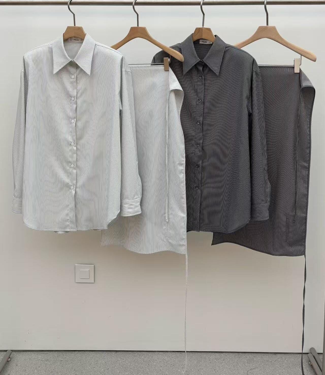 JU5121直紋尖領襯衫+綁帶圍裙