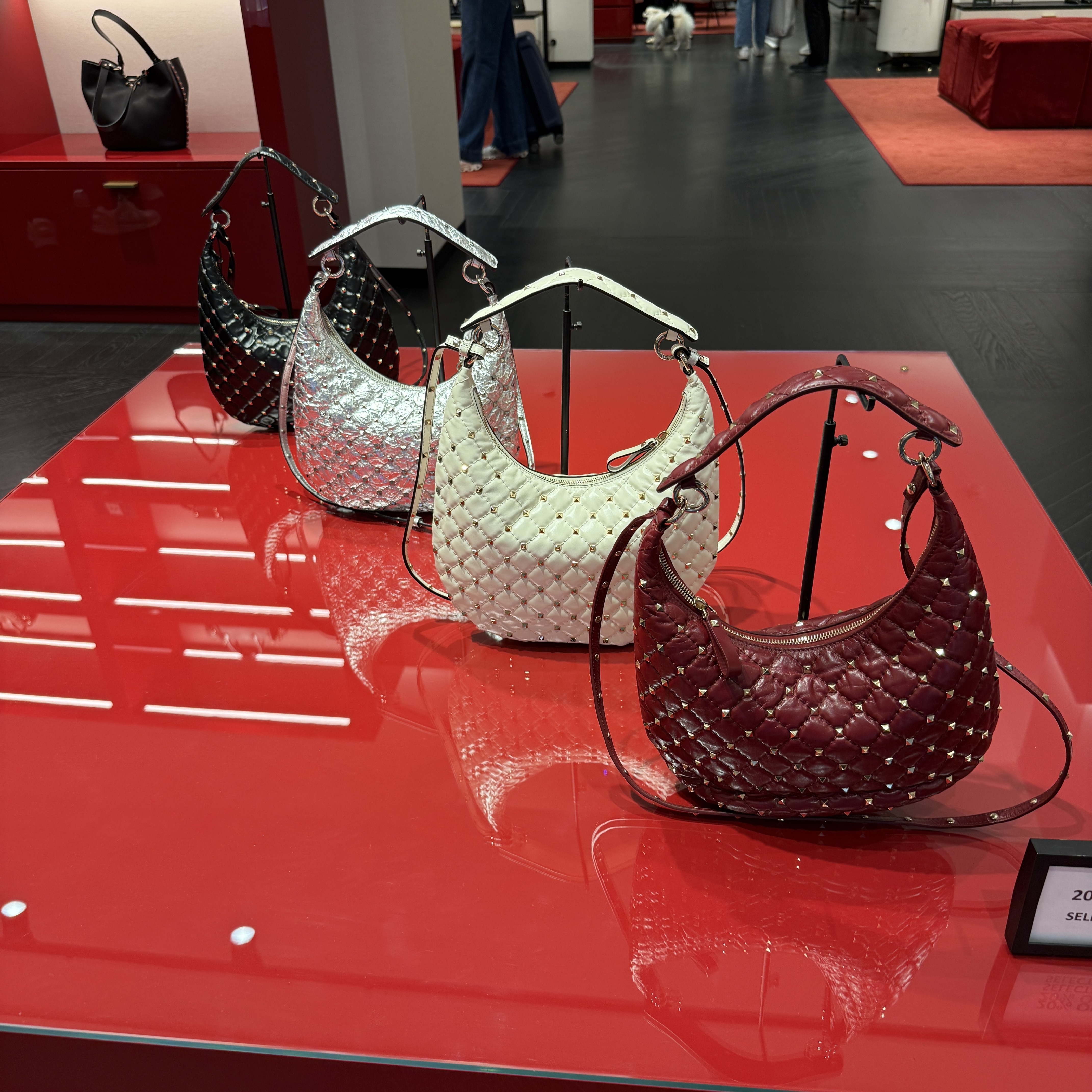 Valentino Small Rockstud Spike Calfskin Leather Hobo Bag 4 colors