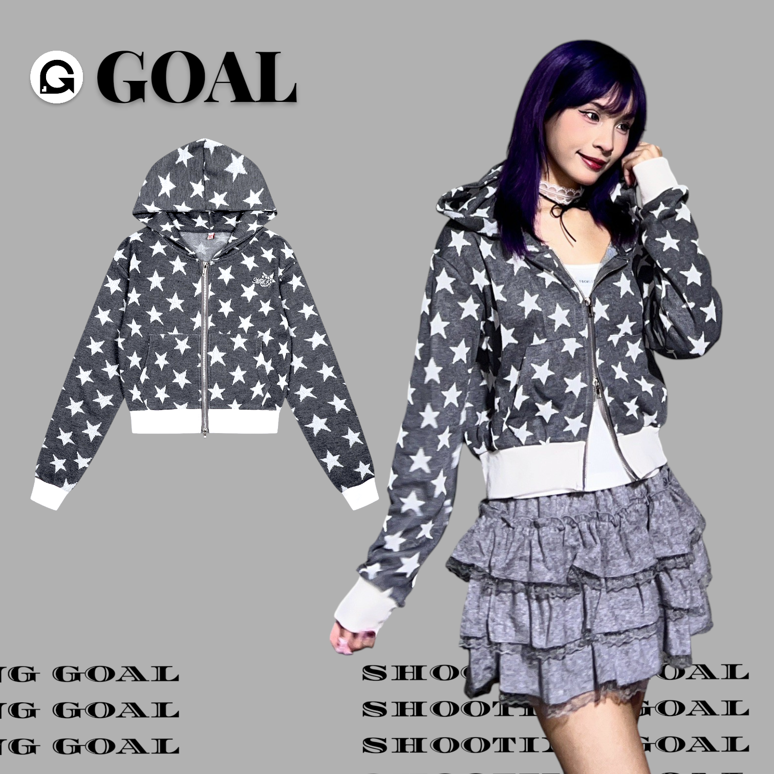 (GOAL) 美式星星短版連帽外套 MQ7712