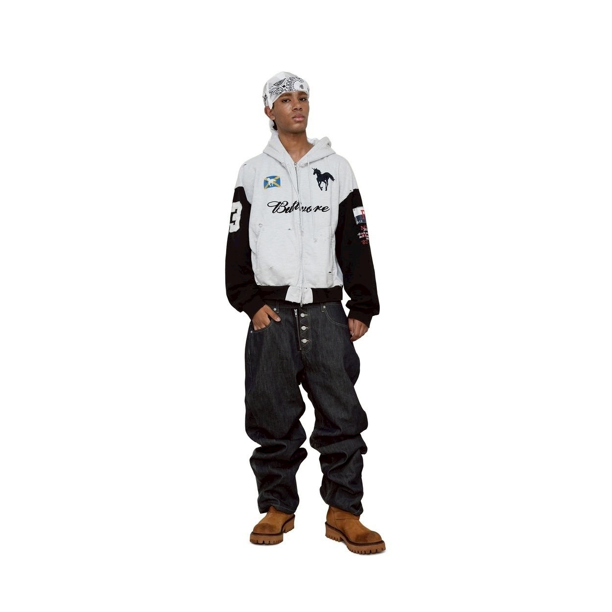 Protocol Index｜Buttivore zip hoodie (White Melange)