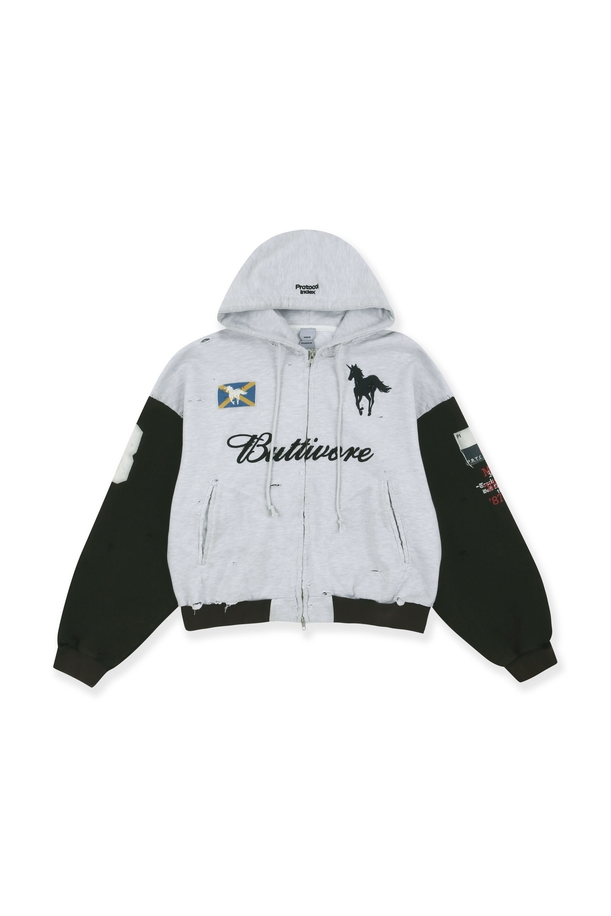 Protocol Index｜Buttivore Zip Hoodie (White Melange)