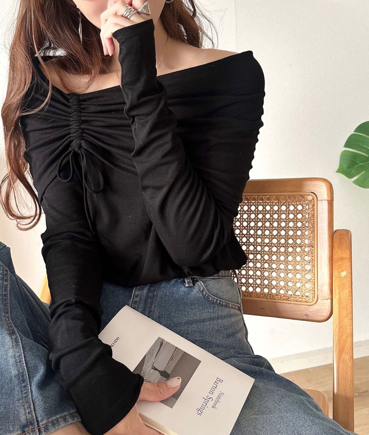 【預購】JN010217 classicalelf 露肩蝴蝶結剪裁上衣