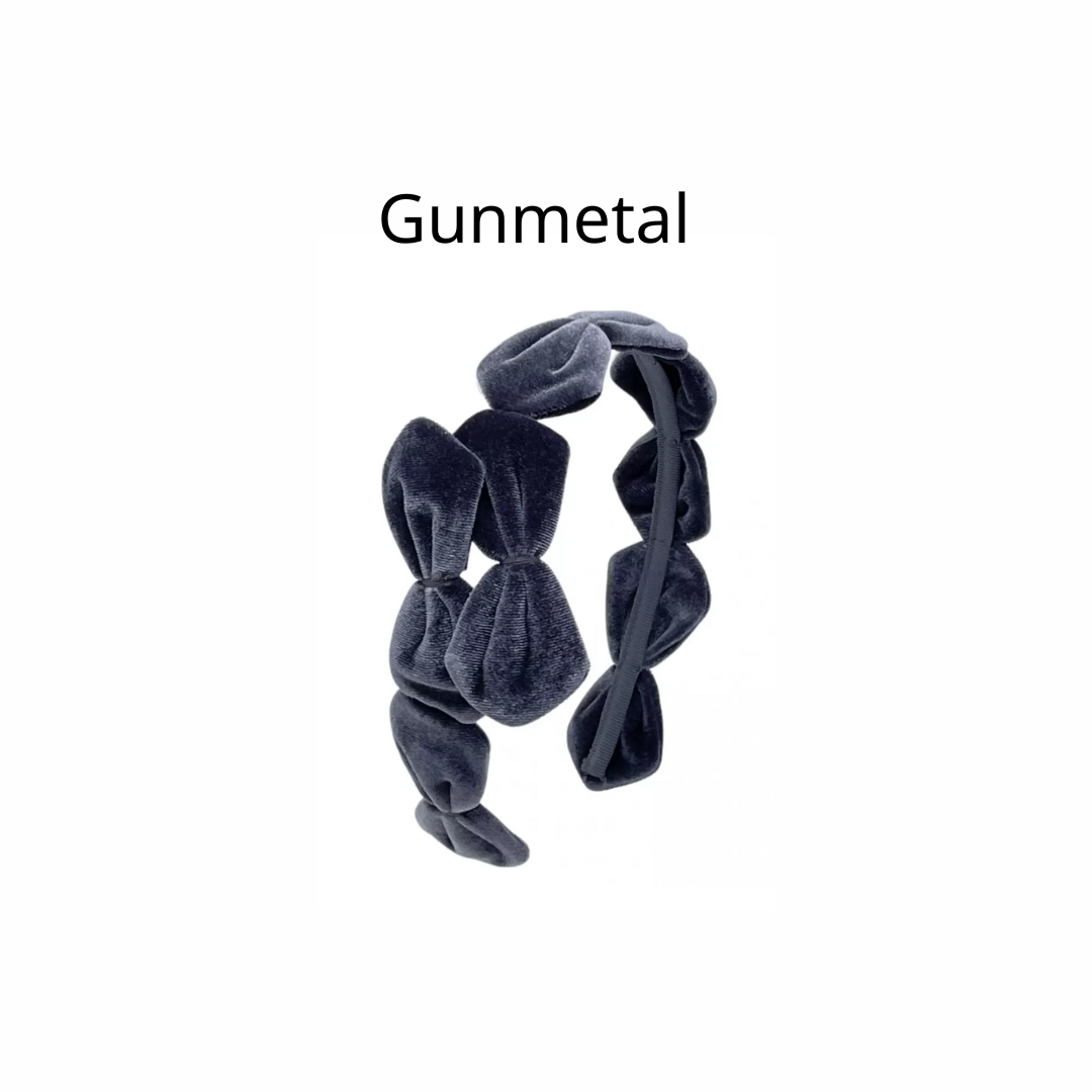 1JO1019-016 JENNIFER OUELLETTE Velvet La Petite Bow Headband Gunmetal #VV83 (A-EU-E)