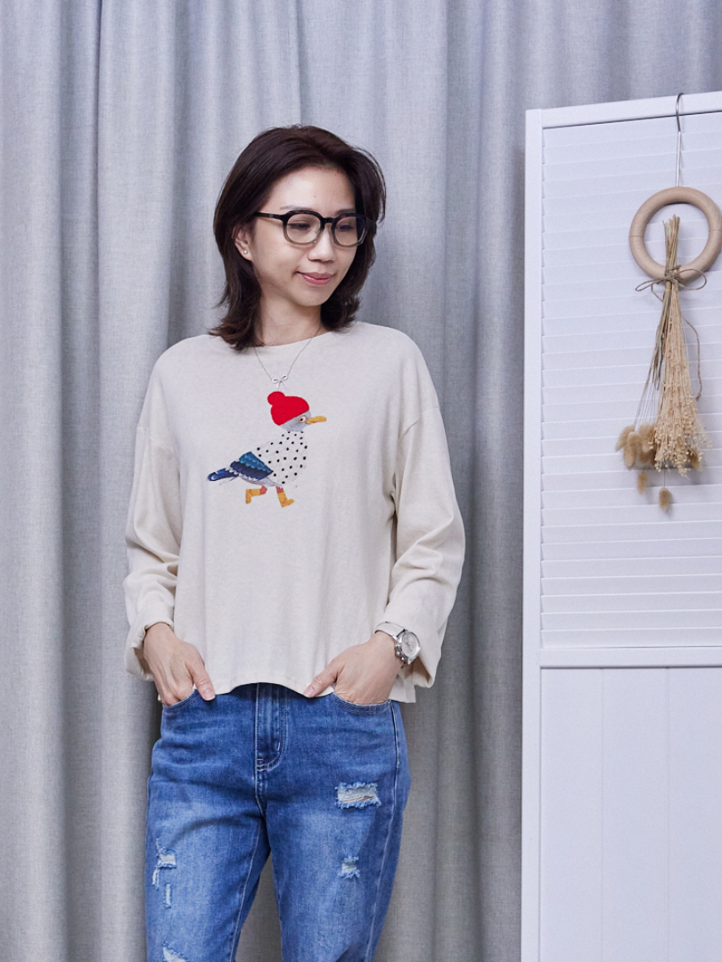 療癒能量的插畫風格★親膚透氣長袖T (正韓)