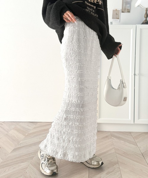 日本🇯🇵連線 Classical Elf 立體緹花蕾絲長裙 腰圍鬆緊 蕾絲 緹花 長裙 緊身裙 直筒裙 鉛筆裙 2色(任買兩件711免運)/預購