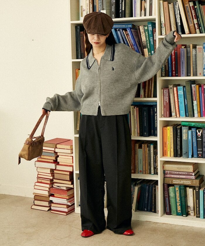 🇯🇵 U.S. POLO ASSN. X PUBLUX 雙拉鍊 立領針織衫 針織外套 毛衣 長袖 短版 / 預購