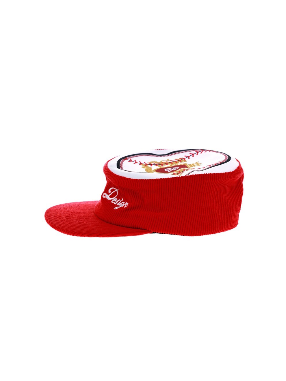 6cRAyon Corduroy Pillbox Cap Red