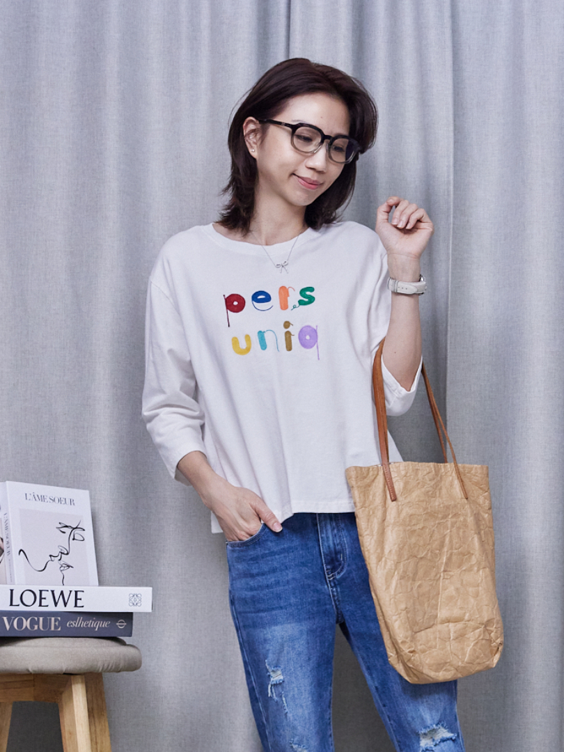 多了點玩心趣味☆彩色立體刺繡棉T (正韓)