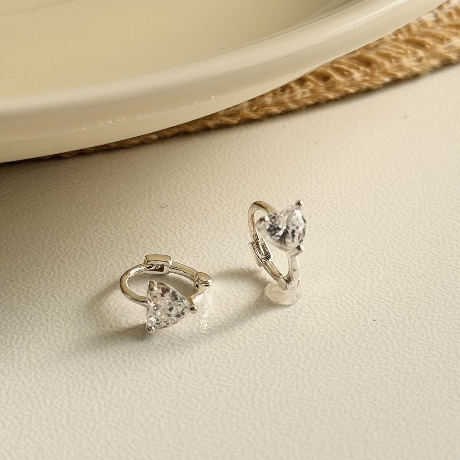 鋯石愛心小圈純銀易扣