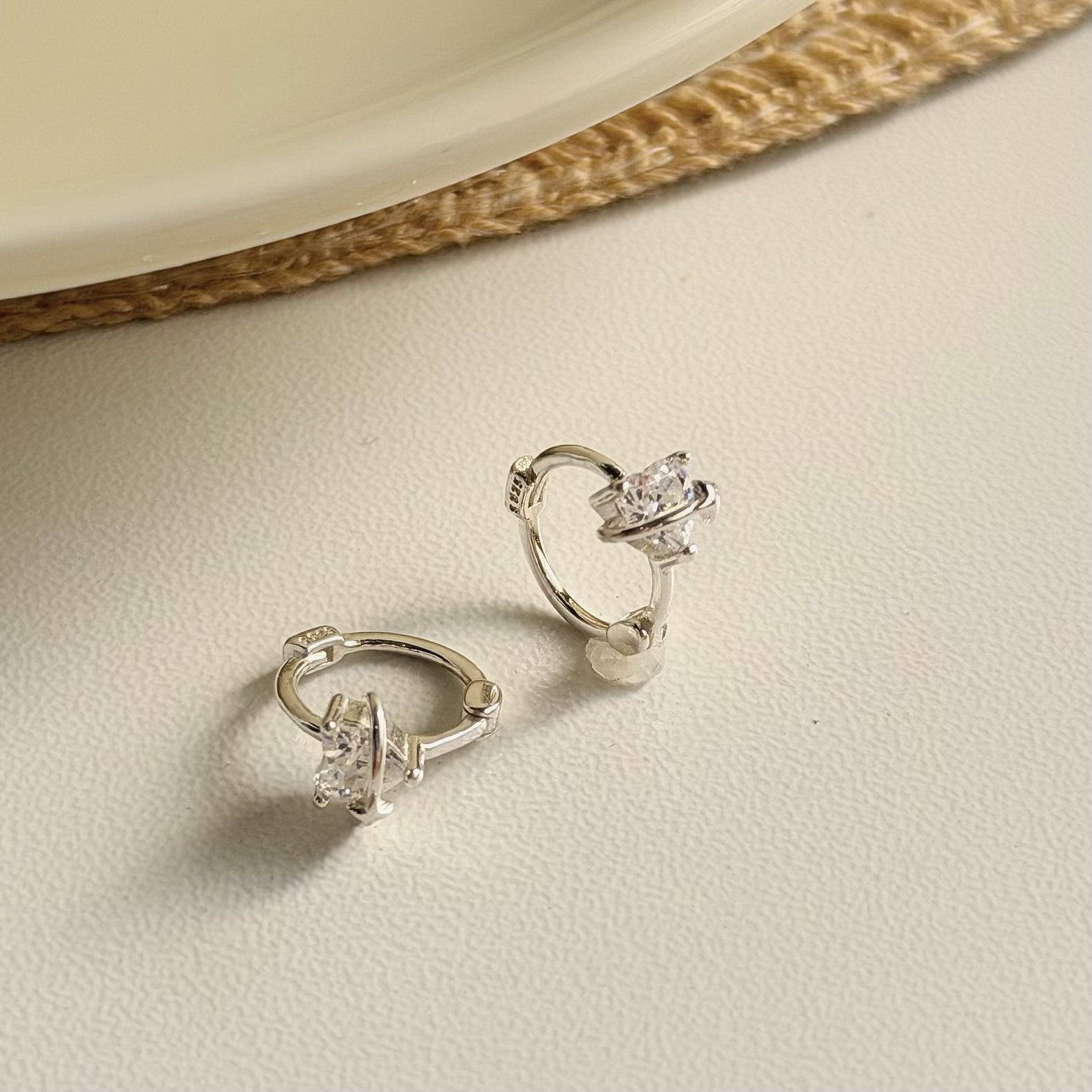 鋯石星球愛心純銀易扣