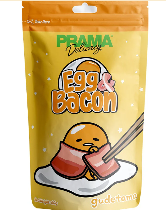 泰國PRAMA Delicacy狗狗零食卡通包裝 - 雞蛋煙肉條60g