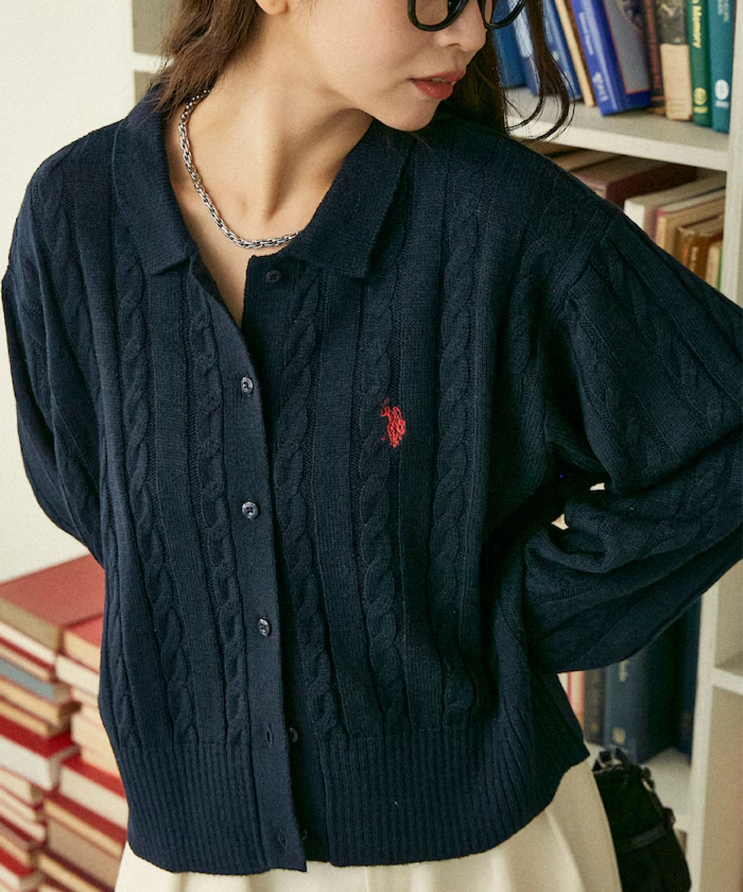 🇯🇵 U.S. POLO ASSN. X PUBLUX 麻花紋 針織外套 針織衫 開襟衫 微短版 / 預購