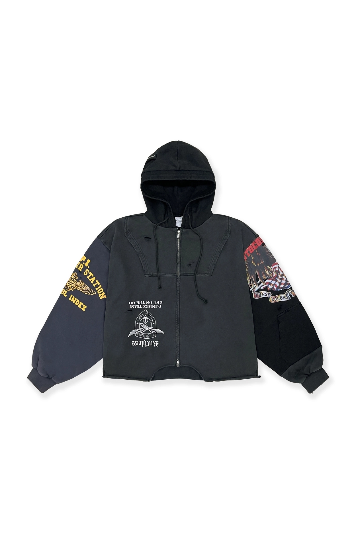 Protocol Index｜Upside down zip hoodie (Multi Black)