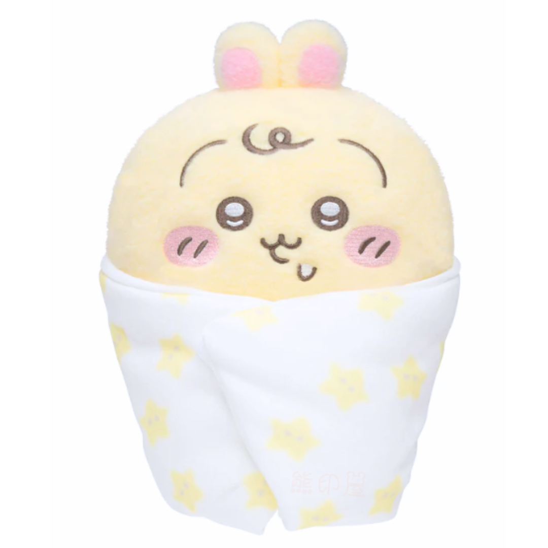 Chiikawa Baby 兔子款 嬰兒襁褓毛公仔裝飾擺件 [平行進口]