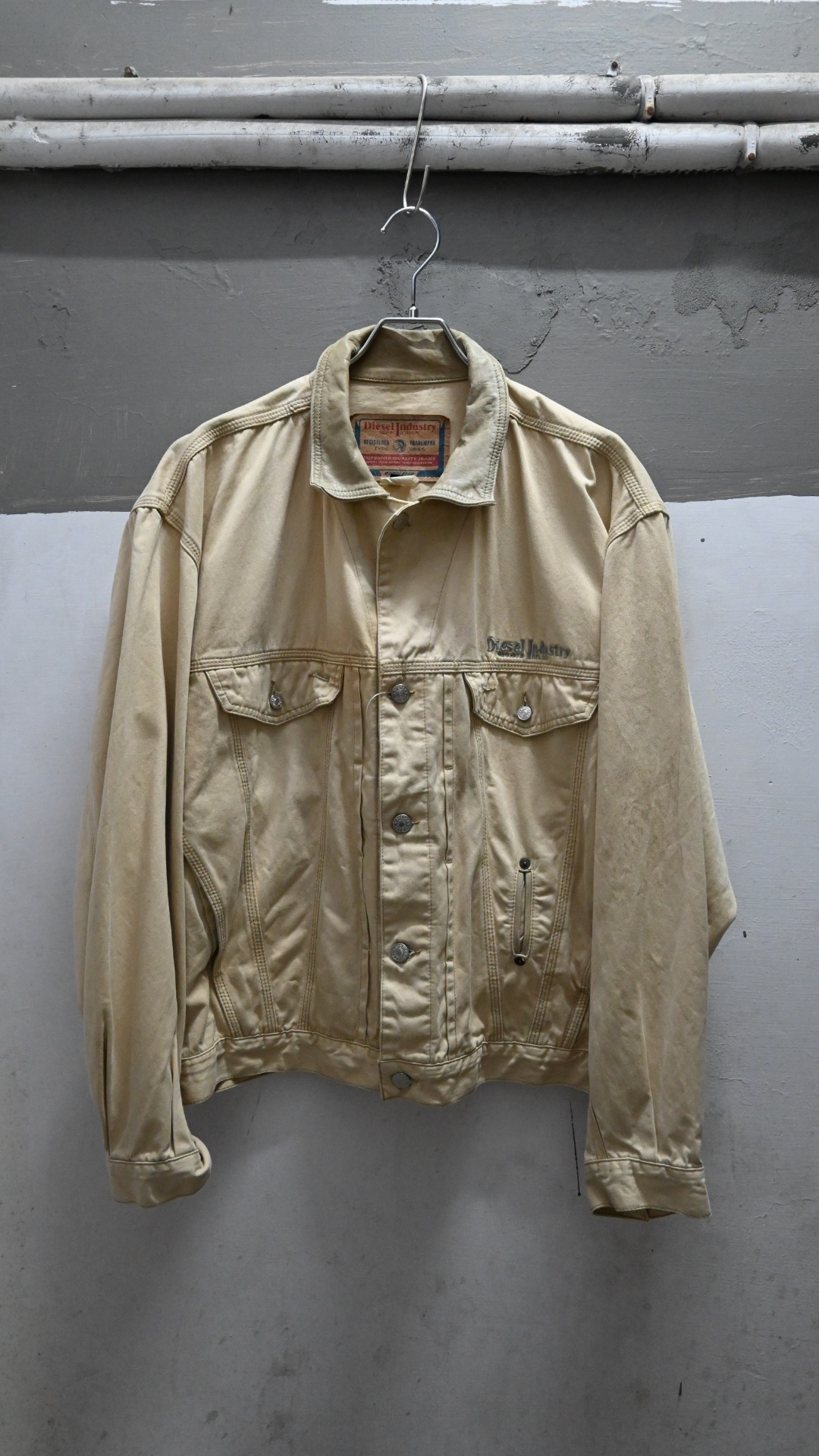 90’s OLD Diesel Cotton X Leather Trucker Jacket (MADE IN ITALY)