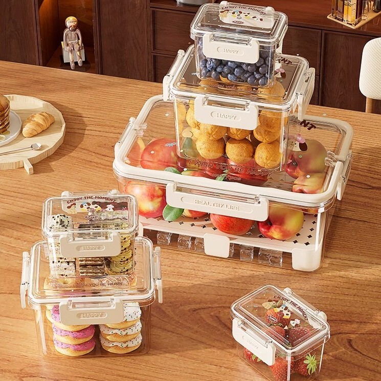 《6307》透明小狗可瀝水提把保鮮盒