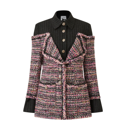 1EA1020-003 EDWARD ACHOUR Tweed Knit Jacket Multicolor #090107/908 (C-EU-E)