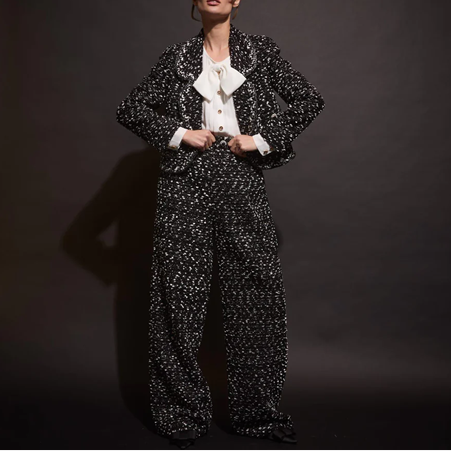 1EA1020-004 EDWARD ACHOUR Fitted Jacket With Notch Lapel Black & White #090109/910 (C-EU-E)