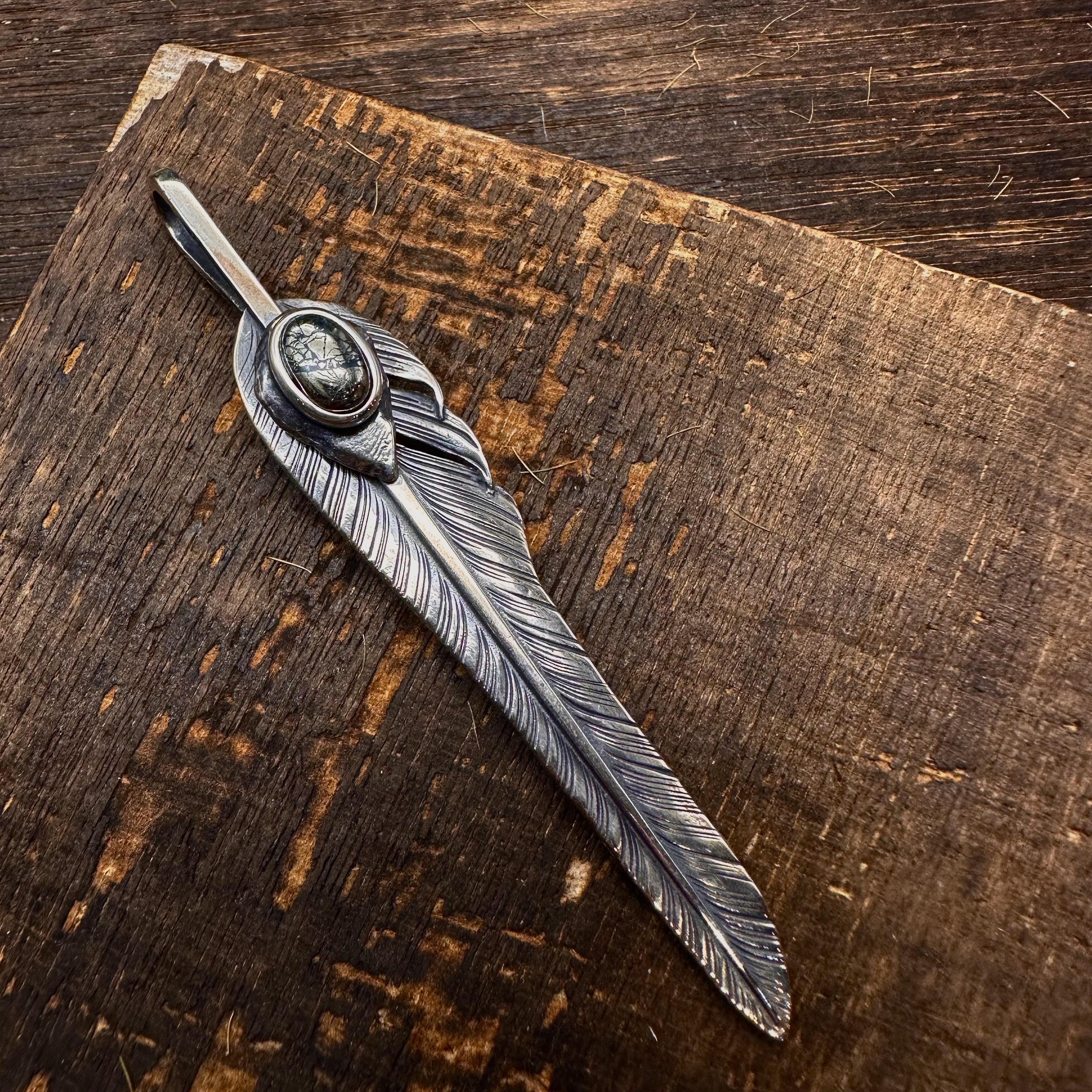 *Black Venom Jewelry- Freedom & Prayer全銀斬風羽鑲 morenci II松石