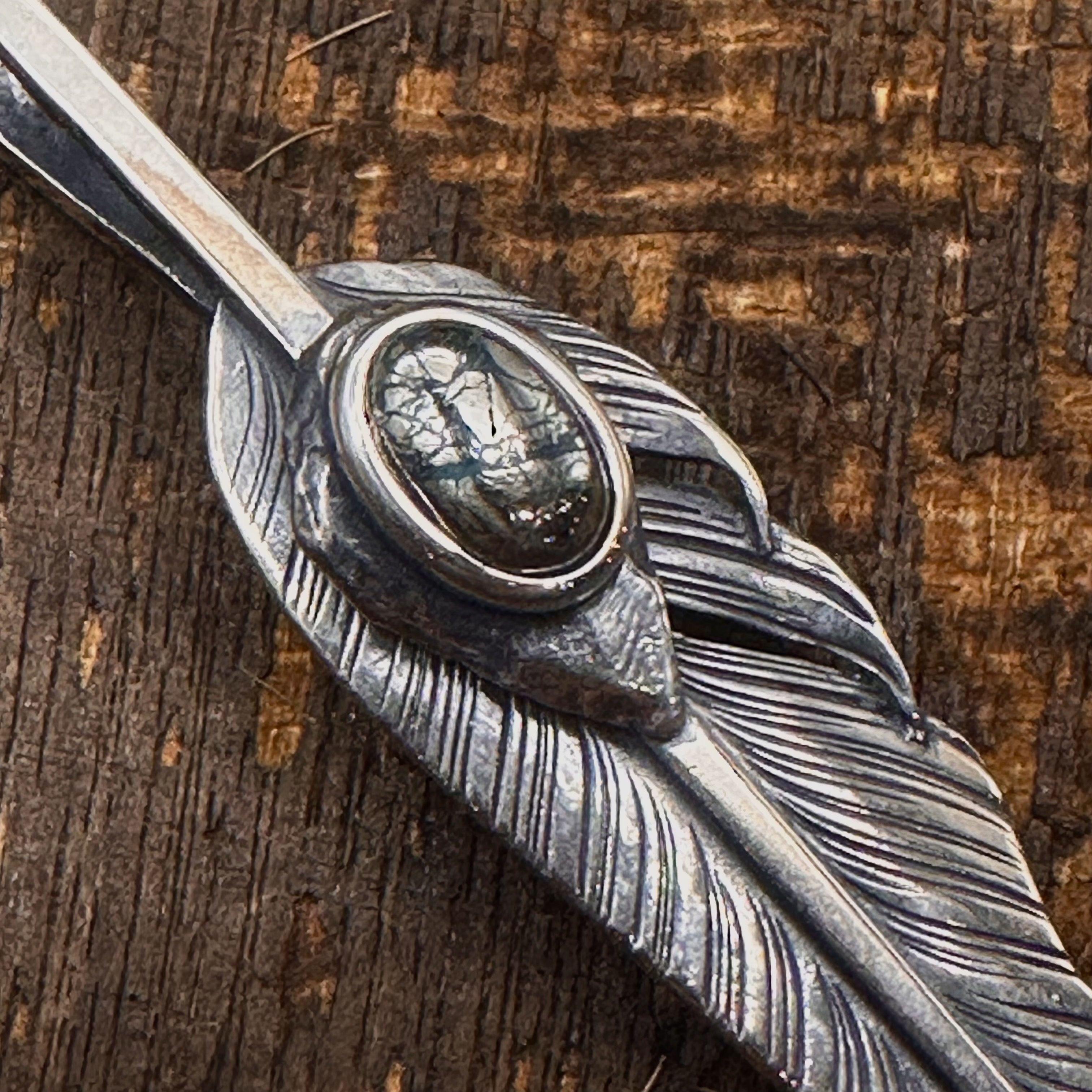 *Black Venom Jewelry- Freedom & Prayer全銀斬風羽鑲 morenci II松石