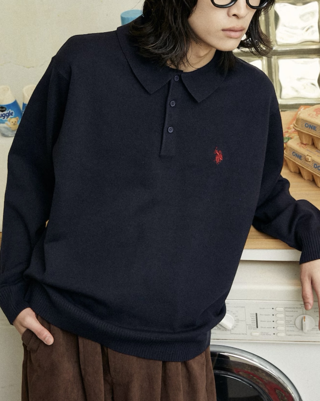 🇯🇵 U.S. POLO ASSN. X PUBLUX 麻花紋 立領 針織衫 排扣 寬鬆 / 預購