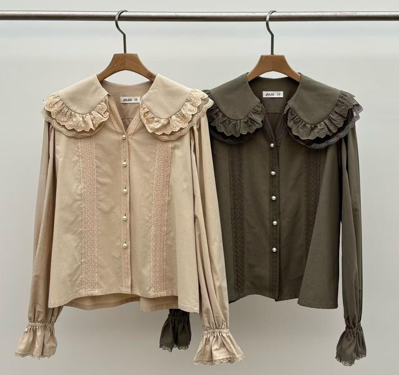 JU5133 宮廷娃娃領中古蕾絲襯衫