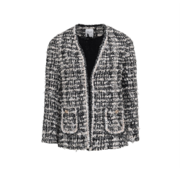 1EA1020-014 EDWARD ACHOUR Tweed Jacket Black/White #090127/907 (C-EU-E)