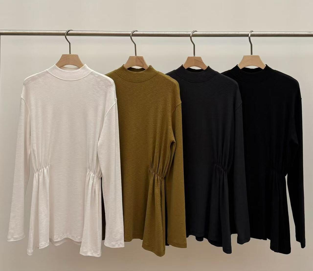 JU5142 薄針織修腰長上衣