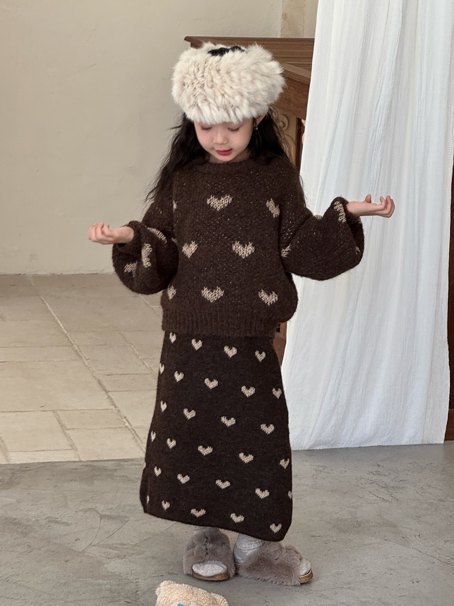 復古愛心燈籠袖毛衣