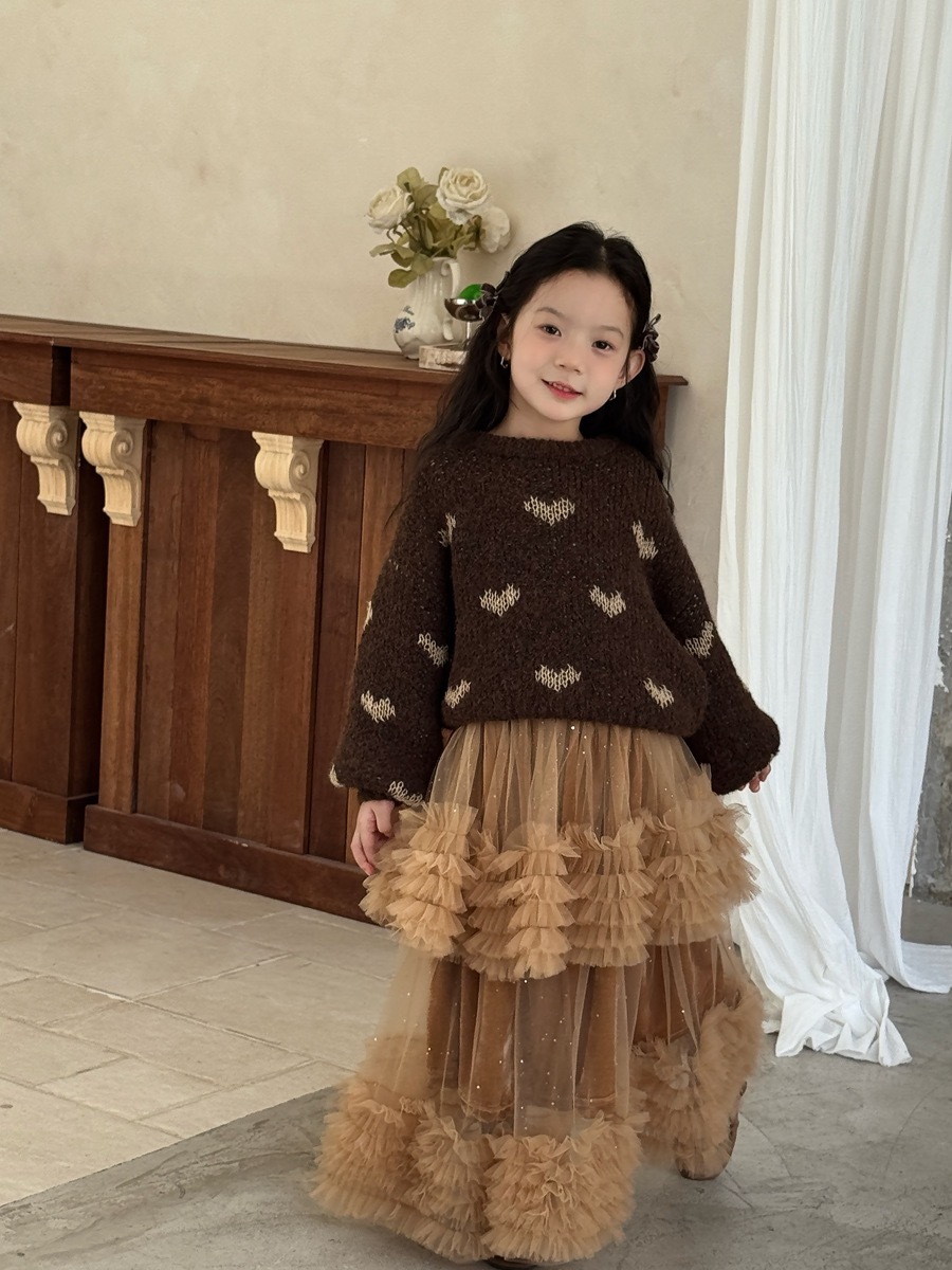 復古愛心燈籠袖毛衣