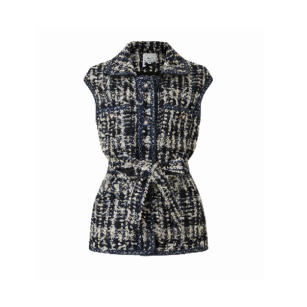 1EA1020-029 EDWARD ACHOUR Tweed Vest Navy #090302/933 (C-EU-E)