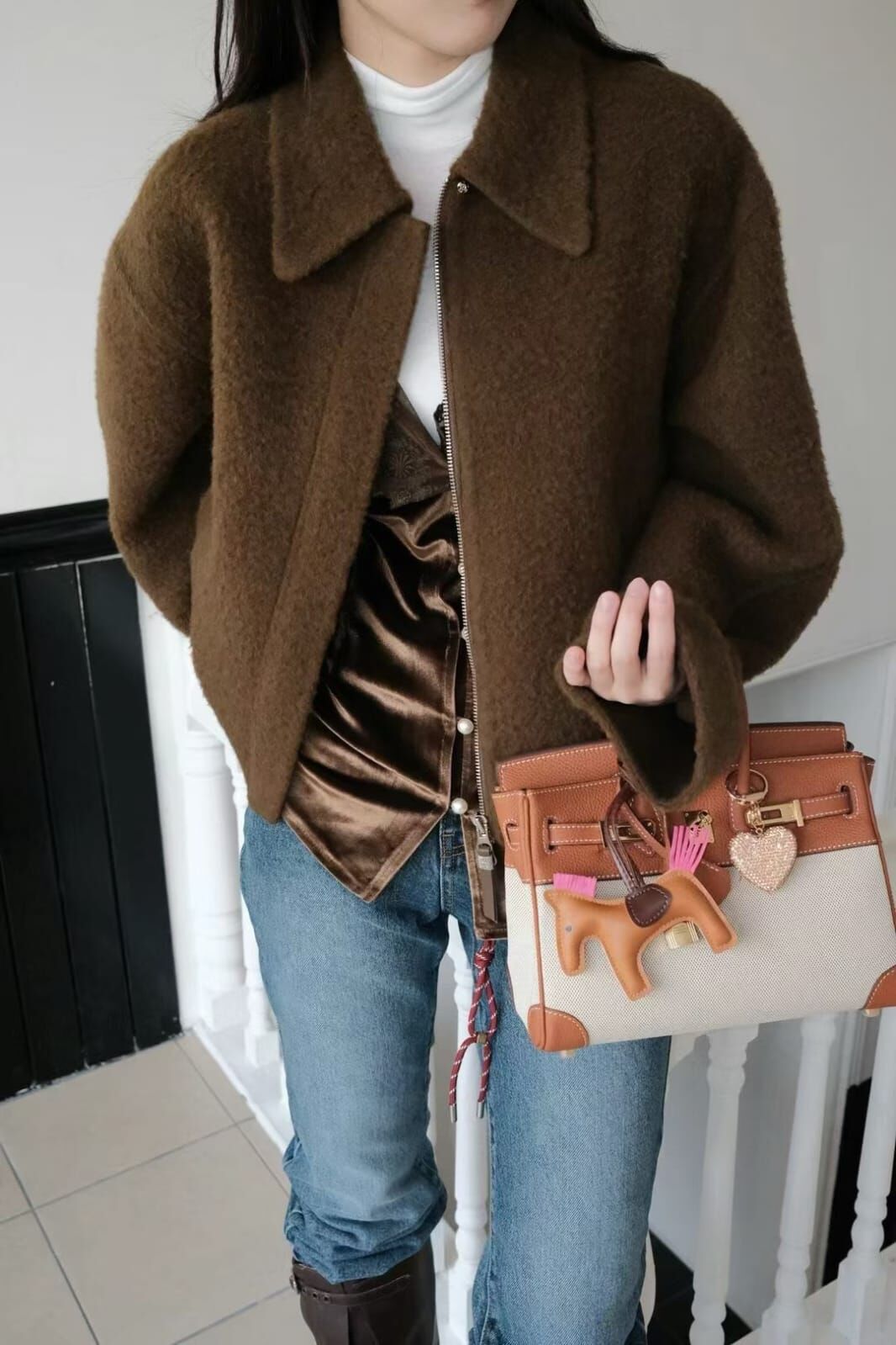 JU5130 小羊駝毛夾克短版外套