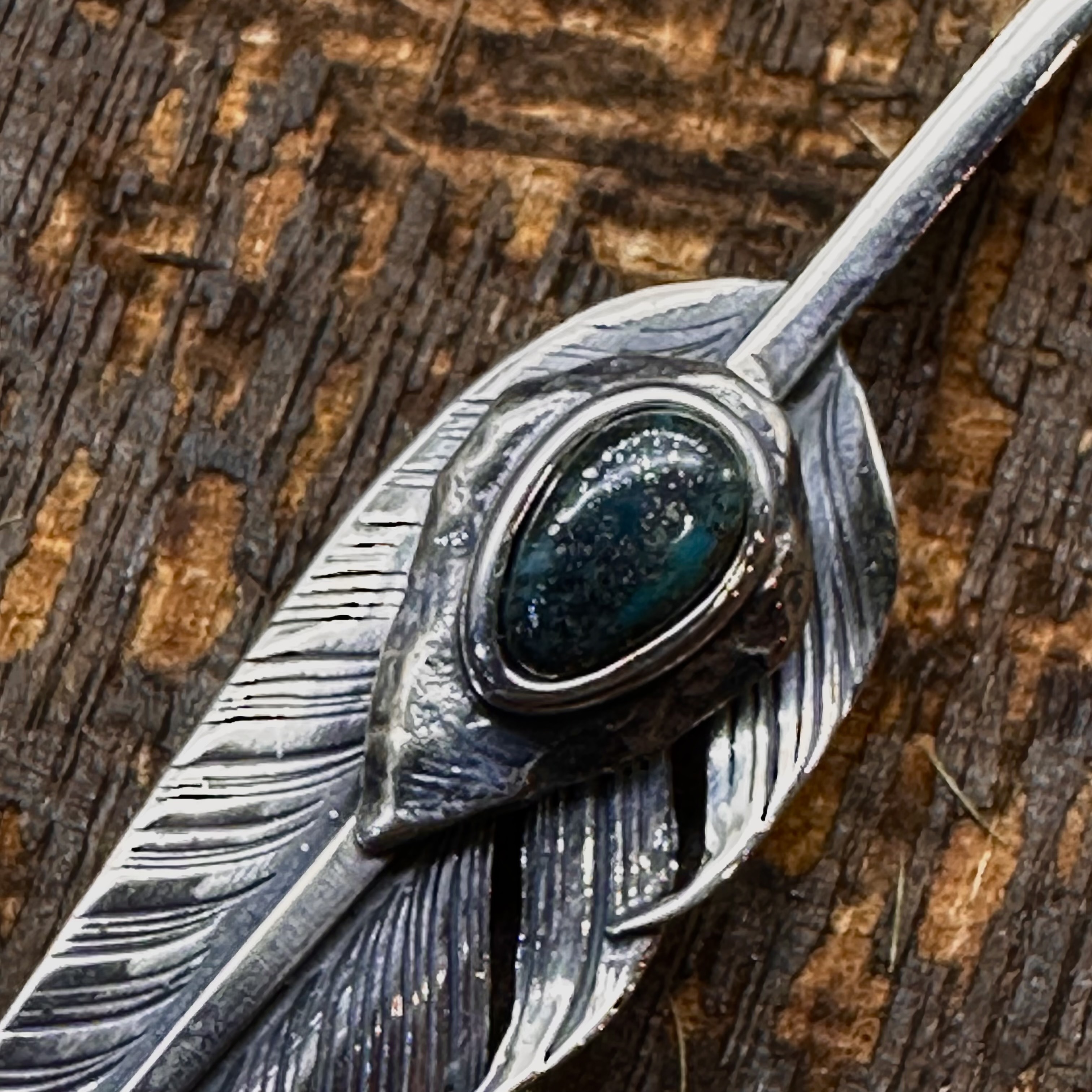 *Black Venom Jewelry- Freedom & Prayer全銀斬風羽鑲 morenci II松石