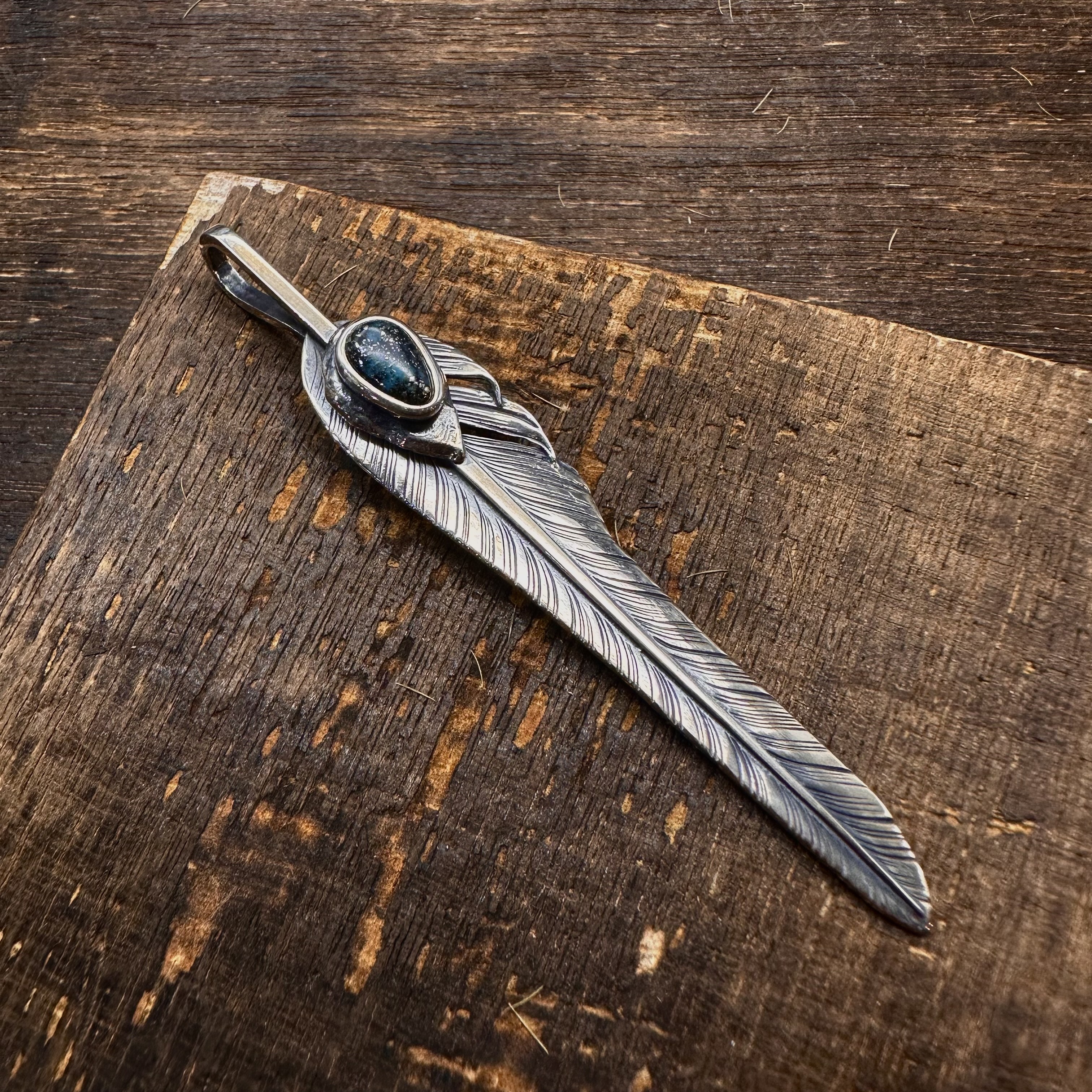 *Black Venom Jewelry- Freedom & Prayer全銀斬風羽鑲 morenci II松石