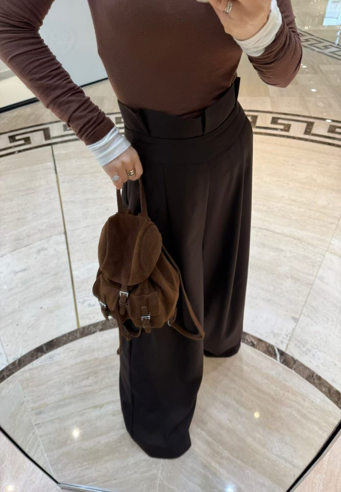 JU5107 高腰壓摺後橡筋西褲(S/M/L)