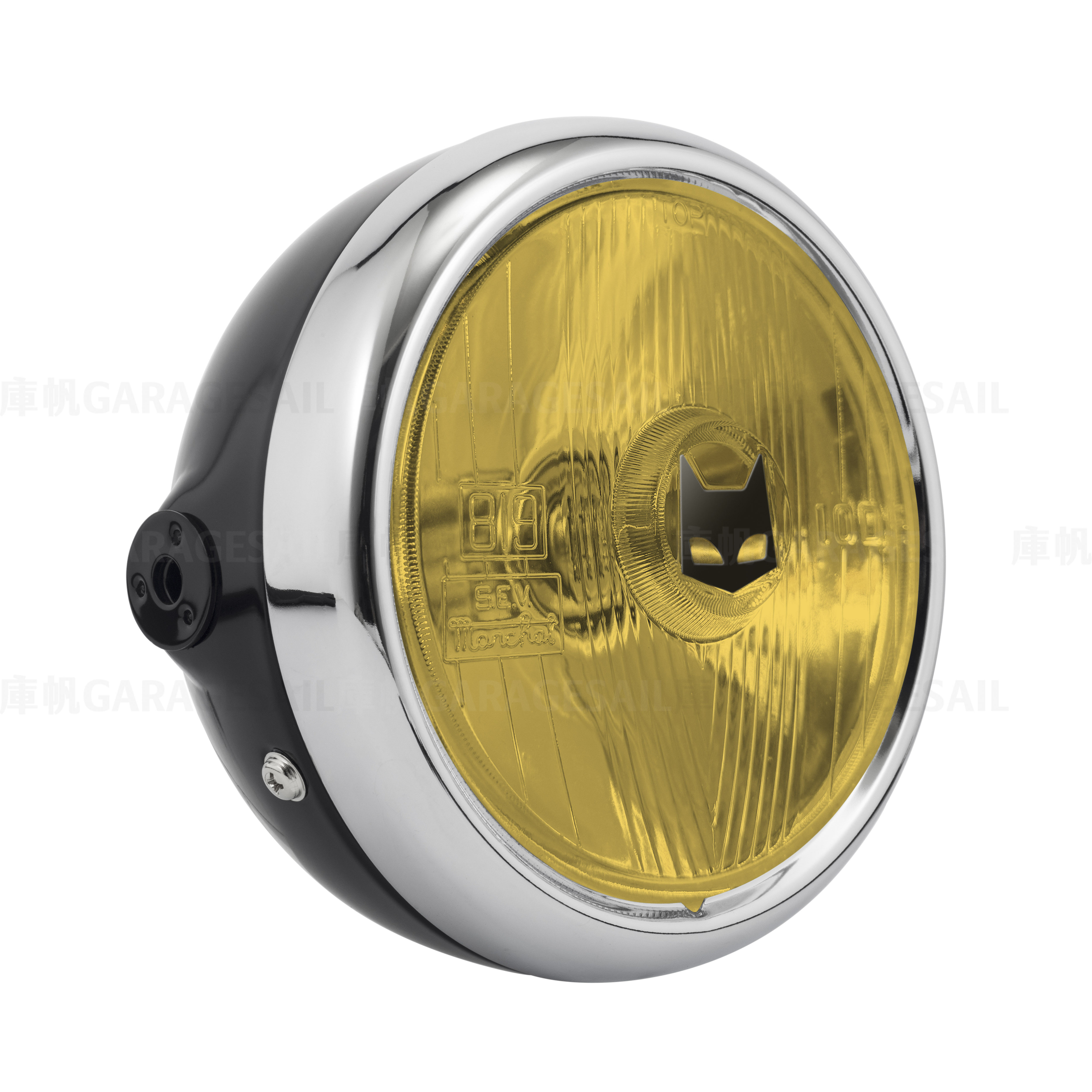 5.75吋圓 吊耳式 大燈 Marchal 819 貓眼 - 黑銀