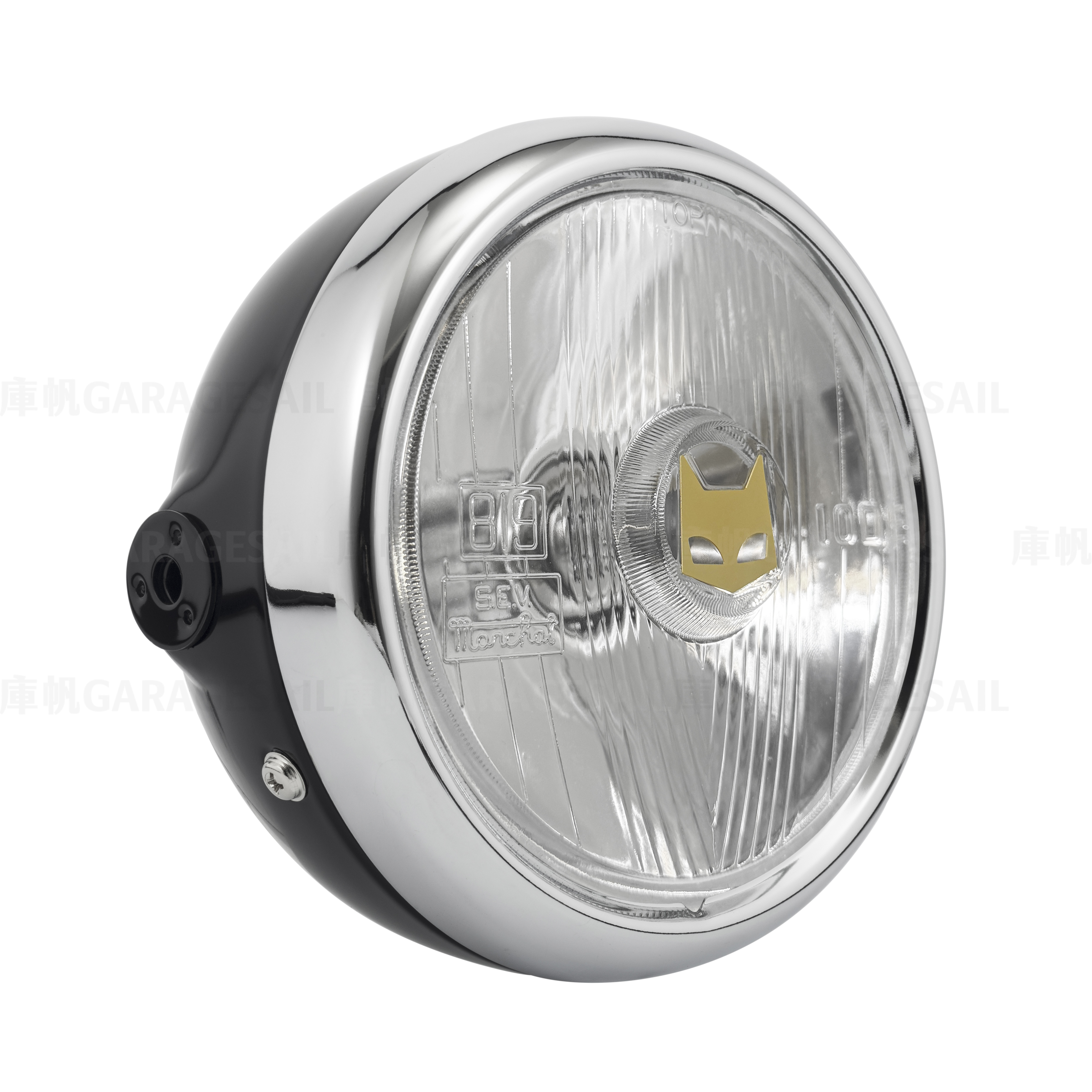 5.75" Side Mount Headlight Marchal 819 - Black&Chrome