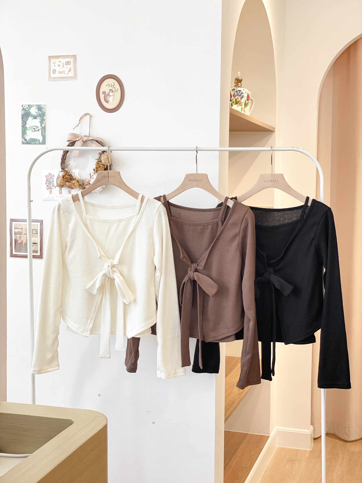 T1412 Skinny Scarf Top Set