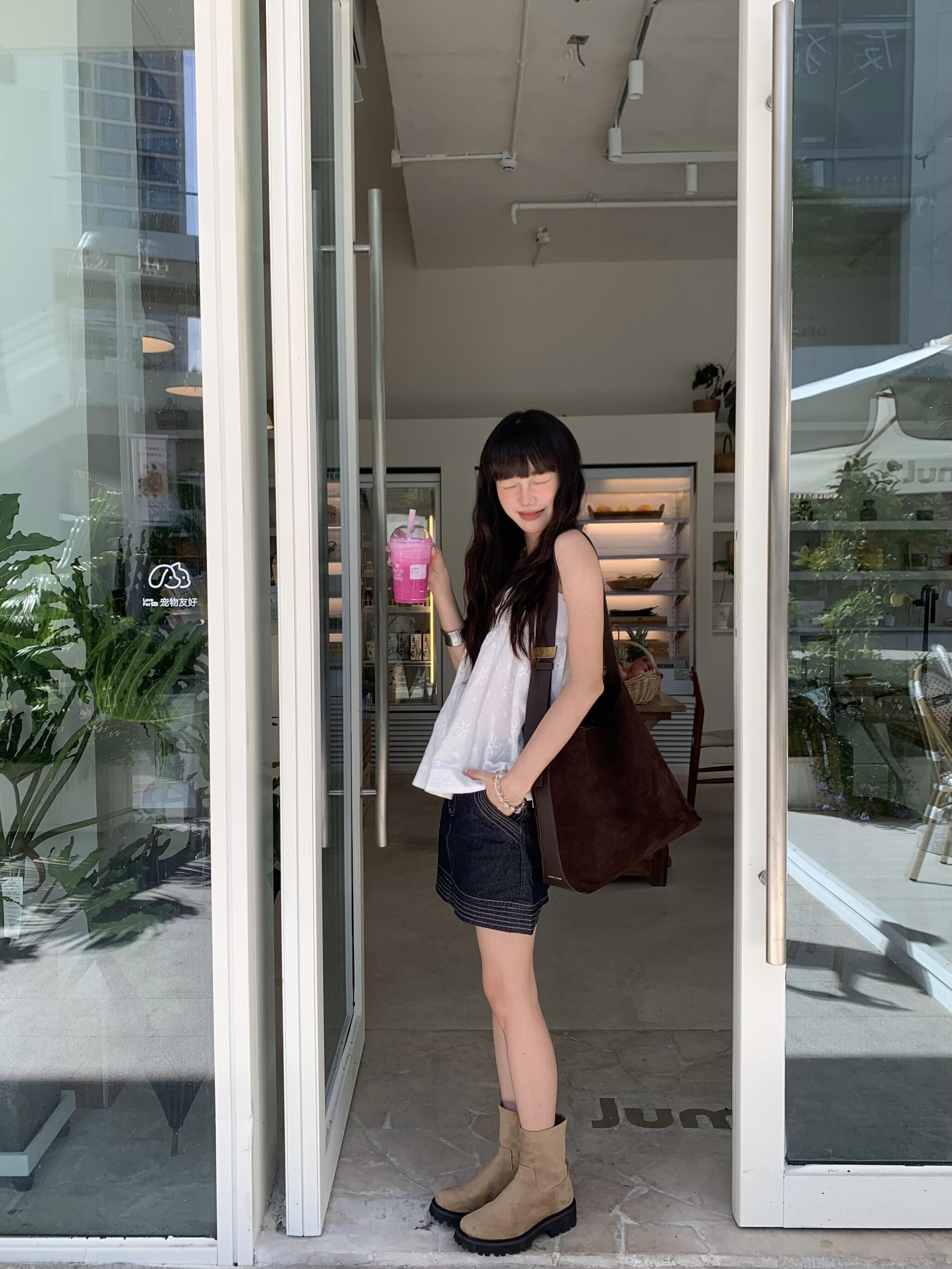 代購-CHARLES&KEITH 小ck 絨面大容量 子母托特包 單肩包 咖啡棕