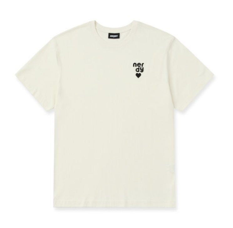 [K] NERDY HEART LOGO S/S T-SHIRT_CREAM, PNEU25ST0302 (KN60)