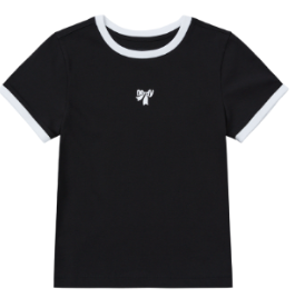 [K] NERDY W'S RIBBON LOGO RINGER S/S T-SHIRT_BLACK, PNEF25ST0401 (KN72)