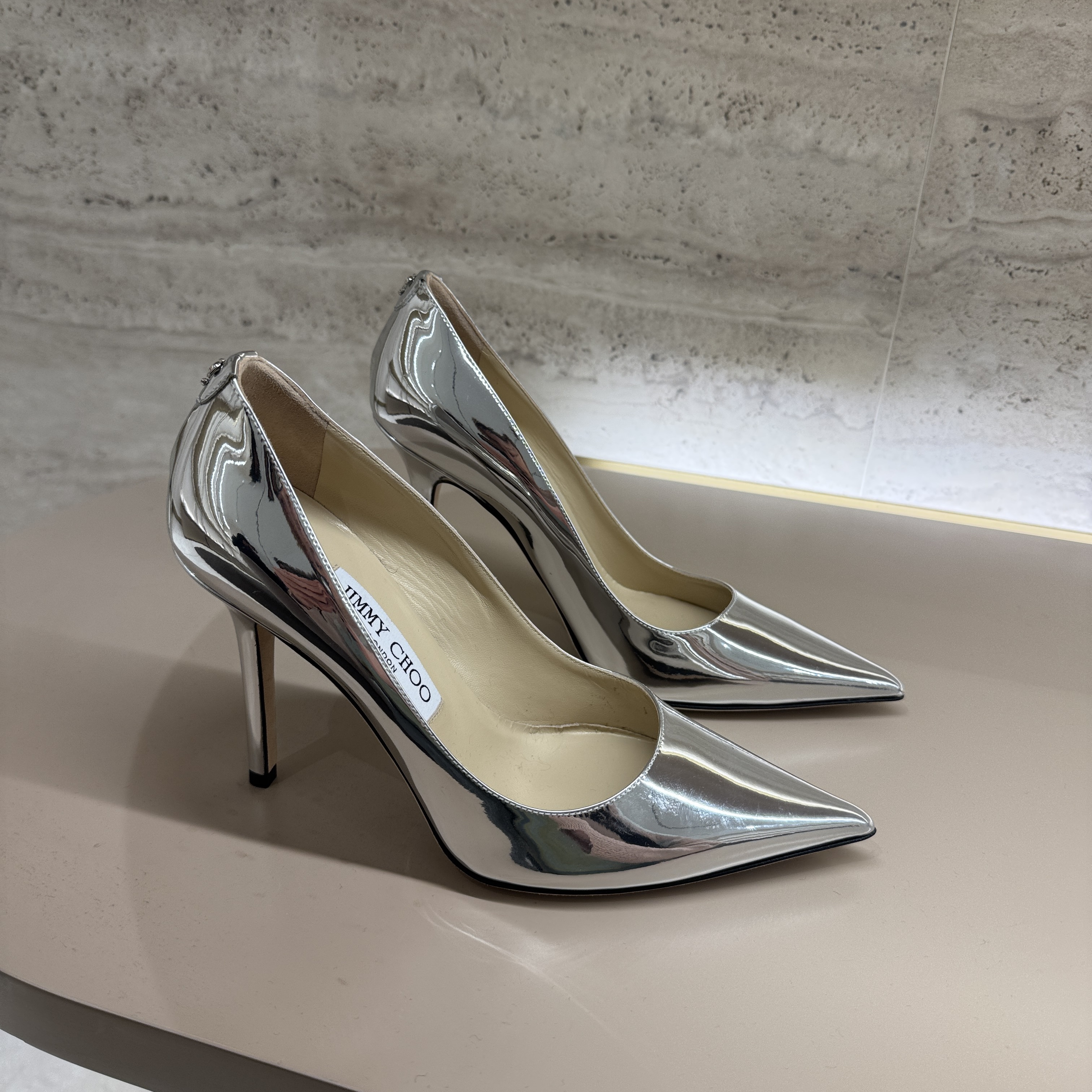 Jimmychoo Shoes Abel Mirror Heels Pumps silver