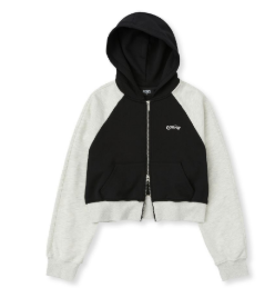 [K] NERDY W'S RAGLAN CROPPED HOODIE ZIP-UP(25SS)_BLACK, PNES25HD0201 (KN86)