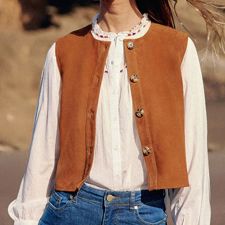 1LP1018-127 LA PETITE ETOILE Flora Suede Leather Jacket Sand #FLORA-F112512X1X/15-SAND (C-EU-E)