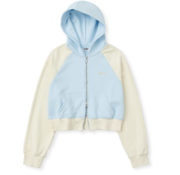 [K] NERDY W'S RAGLAN CROPPED HOODIE ZIP-UP(25SS)_SOFT BLUE, PNES25HD0265 (KN88)